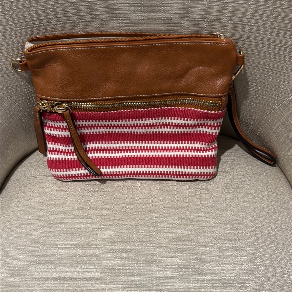 Brown and Red Striped Women's Bag